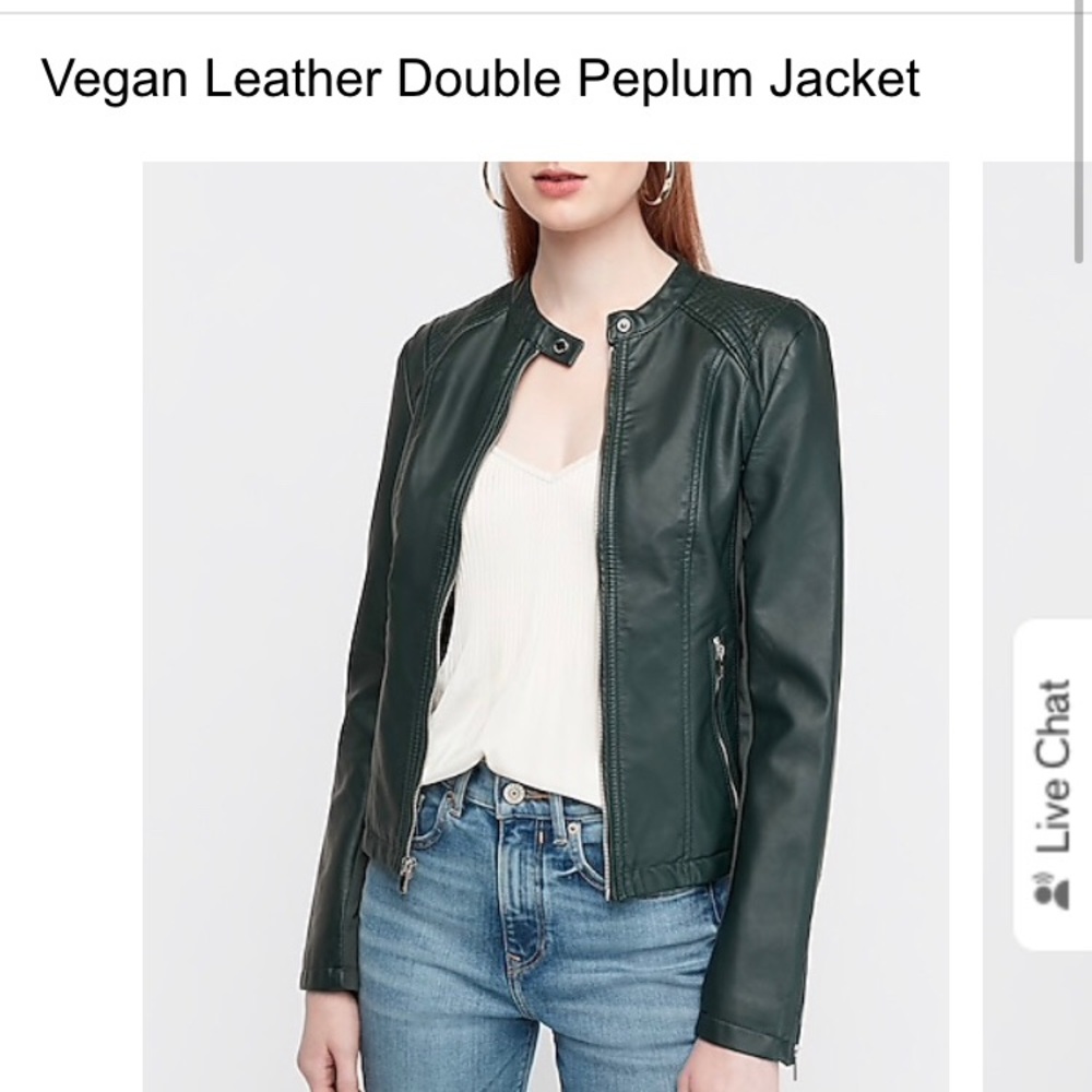 Green Faux Leather Express Clothing Jacket